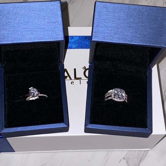 ITalo jewelry 2 wedding sets silver Cushion halo cut 5.86 carats and Round cut - Picture 2 of 12